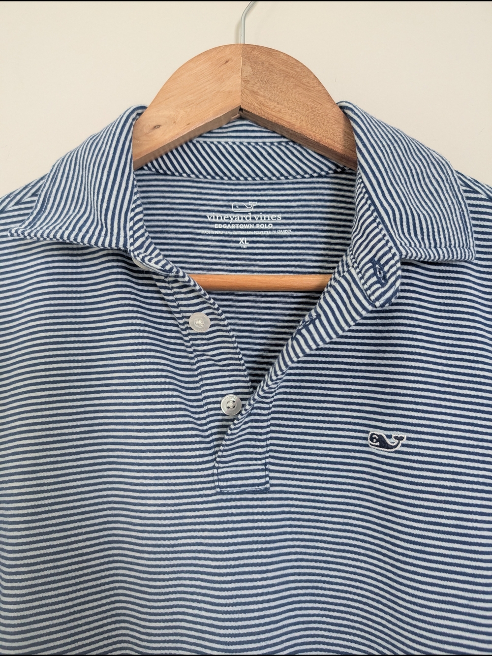 Vineyard Vines Edgartown Polo XL Boys Blue White Stripe Long Sleeve Shirt - Picture 6 of 10